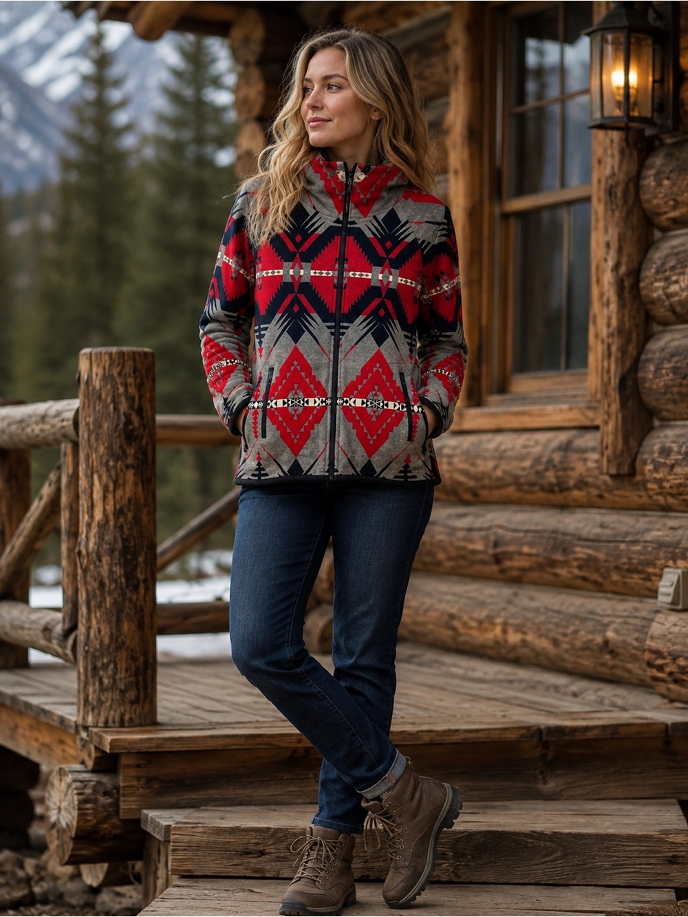 Lauren Ralph Lauren Aztec Navajo Women’s Full Zip Hoodie Jacket Southwestern PM
